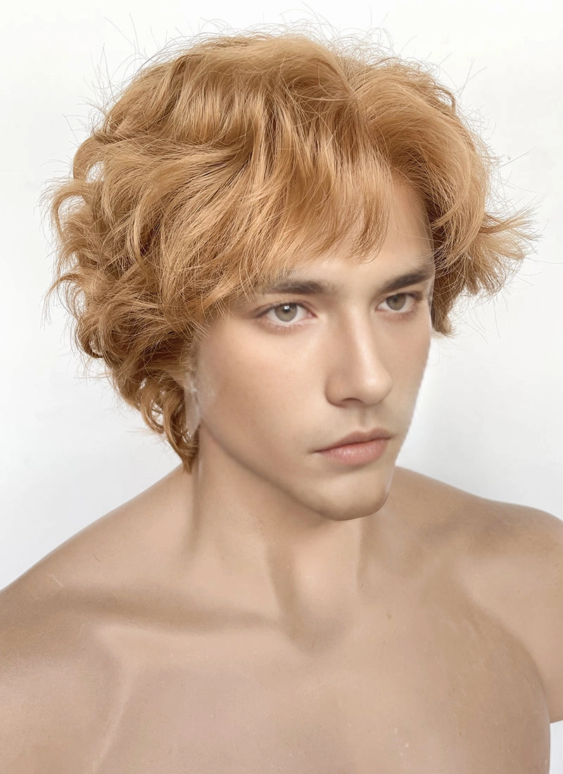 Golden Blonde Wavy Lace Front Synthetic Men's Wig LF8036