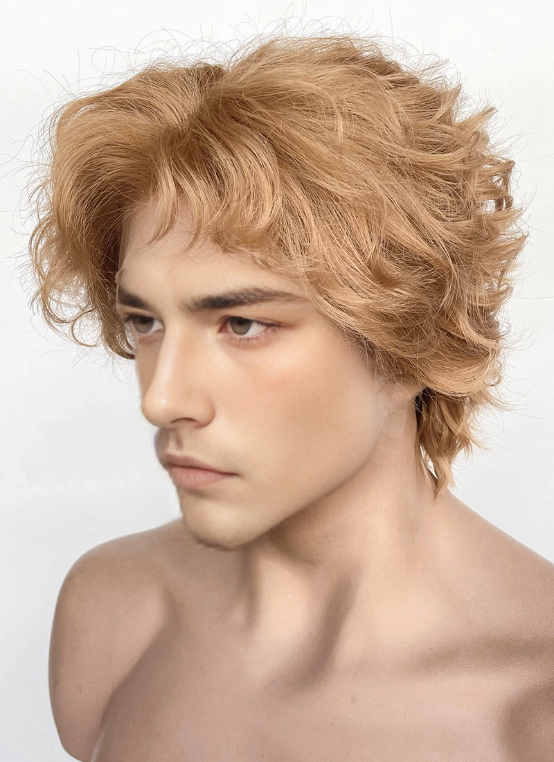 Golden Blonde Wavy Lace Front Synthetic Men's Wig LF8036