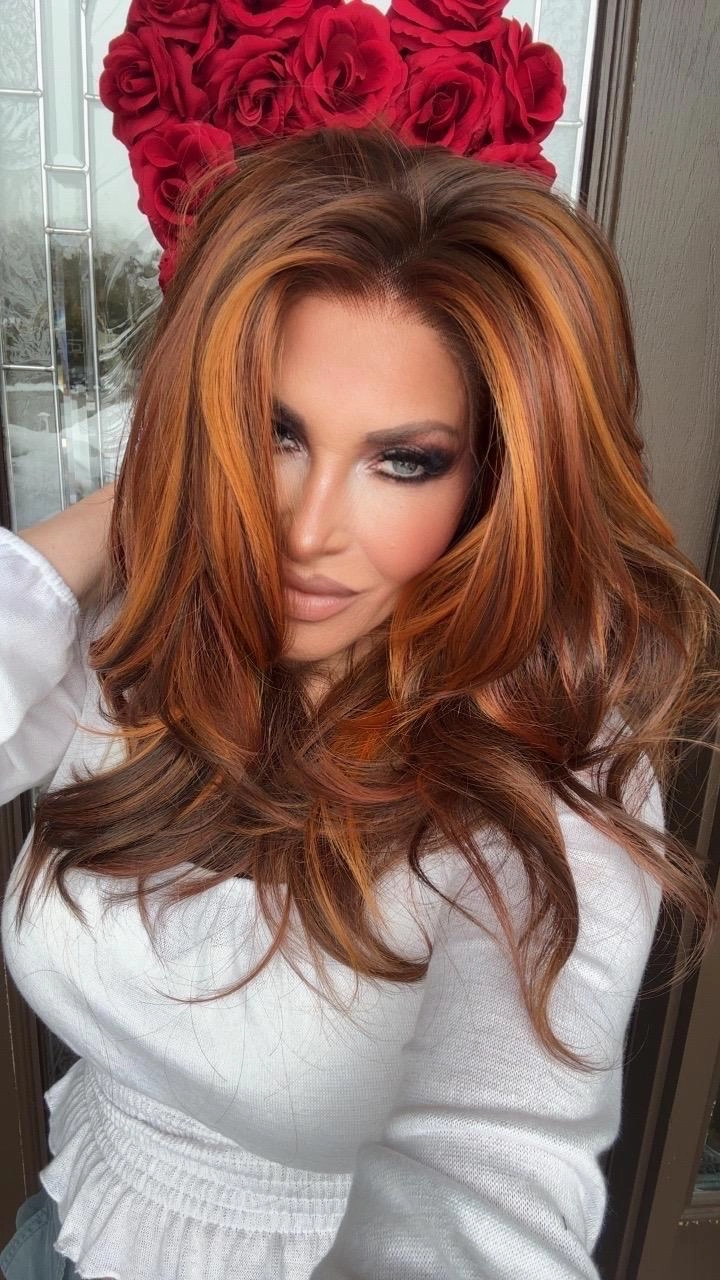 IMstyle Claudia 28inches Copper Red Hair Layer Cut 13*4 Lace Front wigs free Parting-F100-1T2436 (Shara)