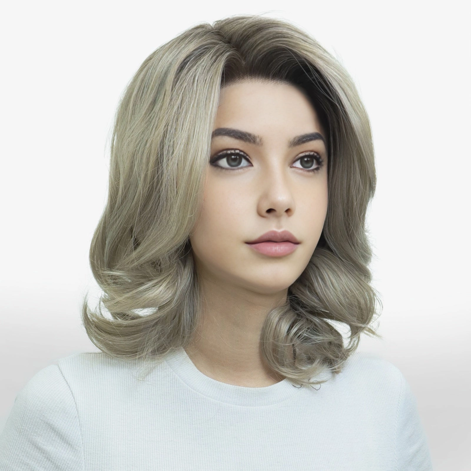 IMstyle Jennifer ashy Blonde with Soft rooting bob wavy style 13*4 free parting lace front wig NH28t1-LS03-C13X4XIU