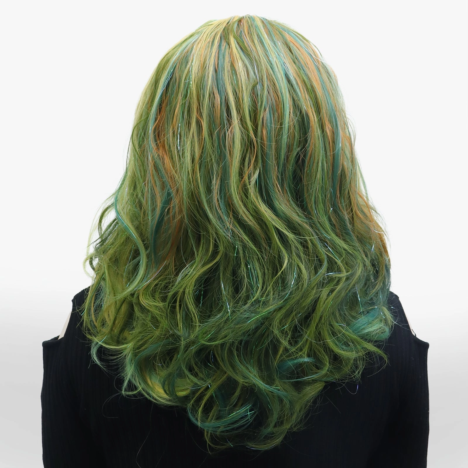 Imstyle Joker colorful cosplay tinsel lace front shoulder length with curly style 13*3 free part wigs S85-C244