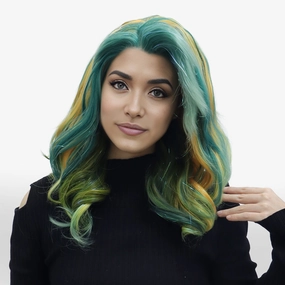 Imstyle Joker colorful cosplay tinsel lace front shoulder length with curly style 13*3 free part wigs S85-C244
