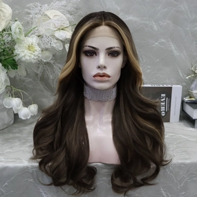 Imstyle-Kelsee-brown with highlight 24inches T-parting lace front wigs