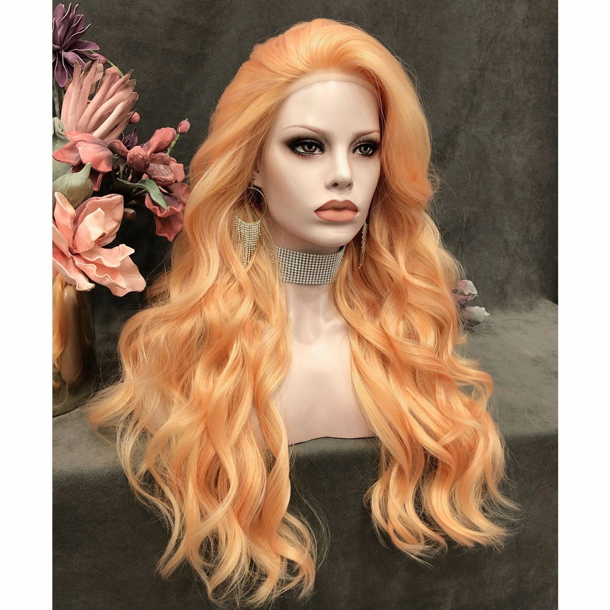 IMstyle orange blonde wavy hairstyle 26inches 13*2 Lace front synthetic Wig