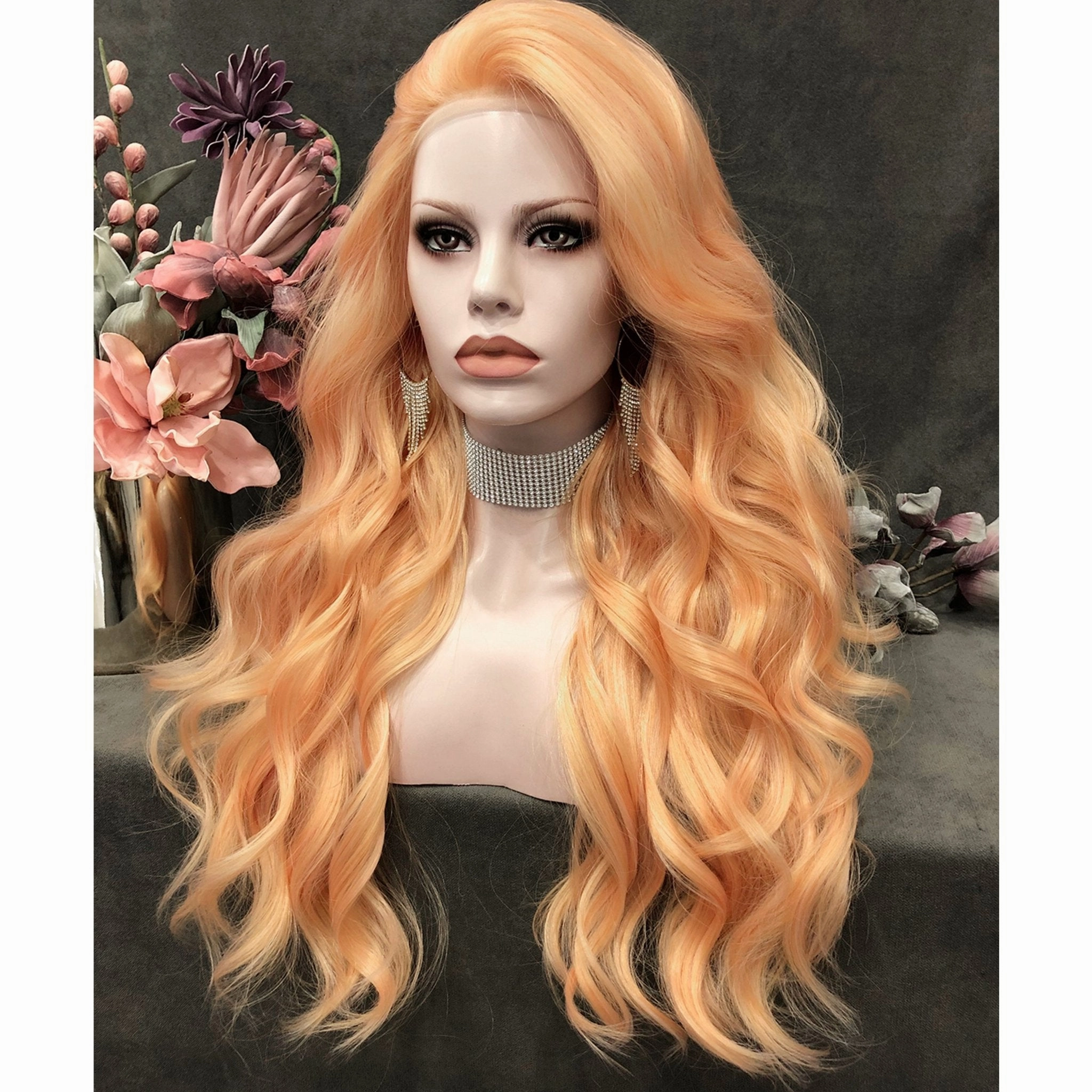 IMstyle orange blonde wavy hairstyle 26inches 13*2 Lace front synthetic Wig