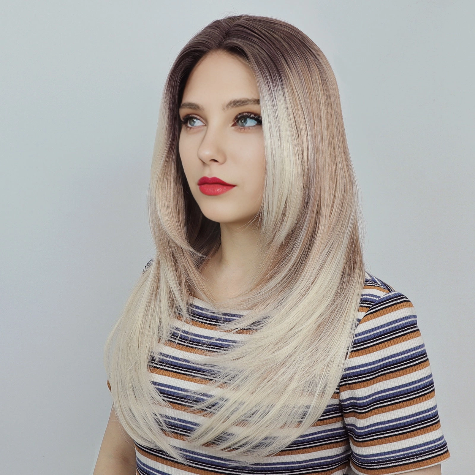 IMstyle SKY 24 inches Apricot  Wolf Cut/ Layer cut  Straight hair T part lace front Glueless Daily Lace wig