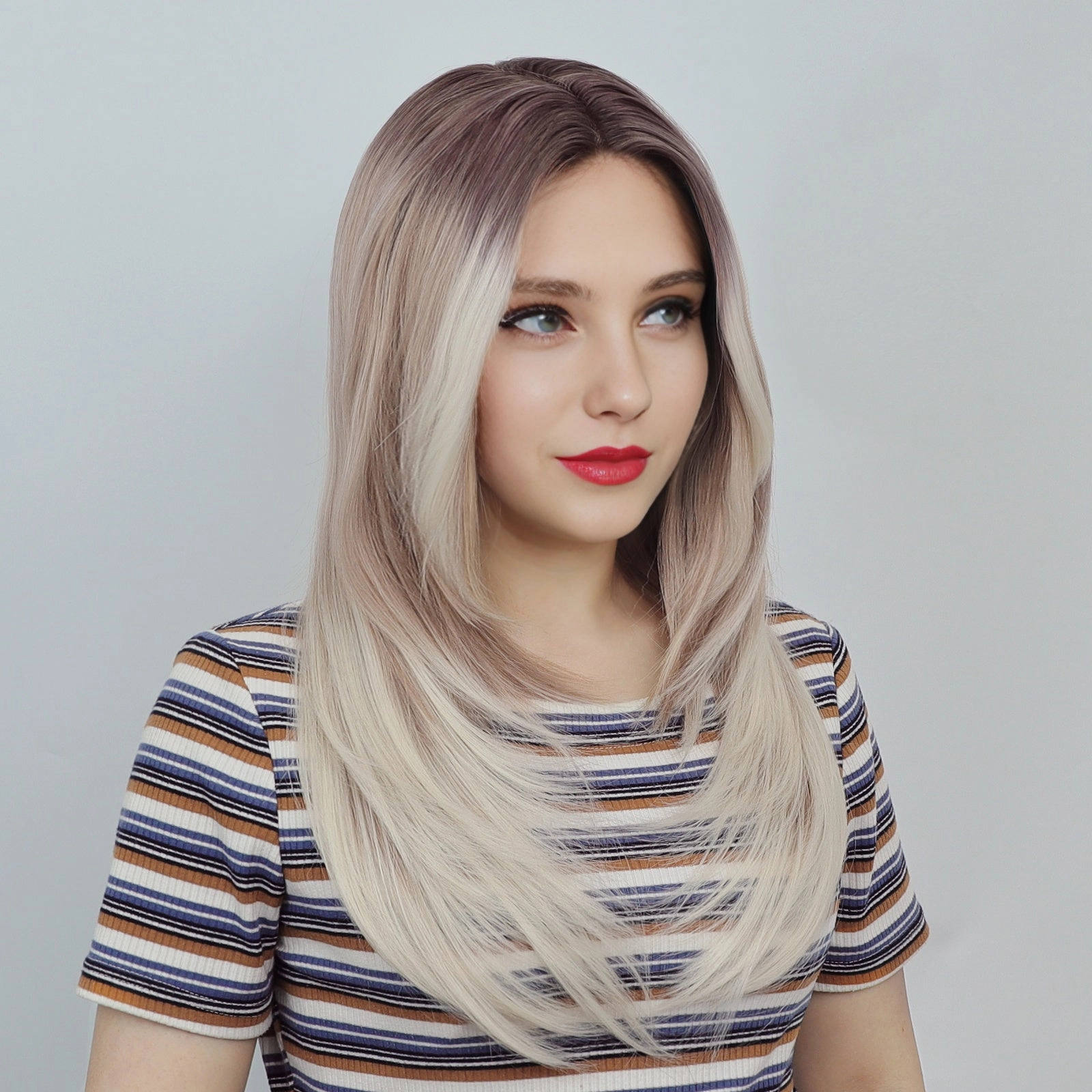 IMstyle SKY 24 inches Apricot  Wolf Cut/ Layer cut  Straight hair T part lace front Glueless Daily Lace wig (Shara)