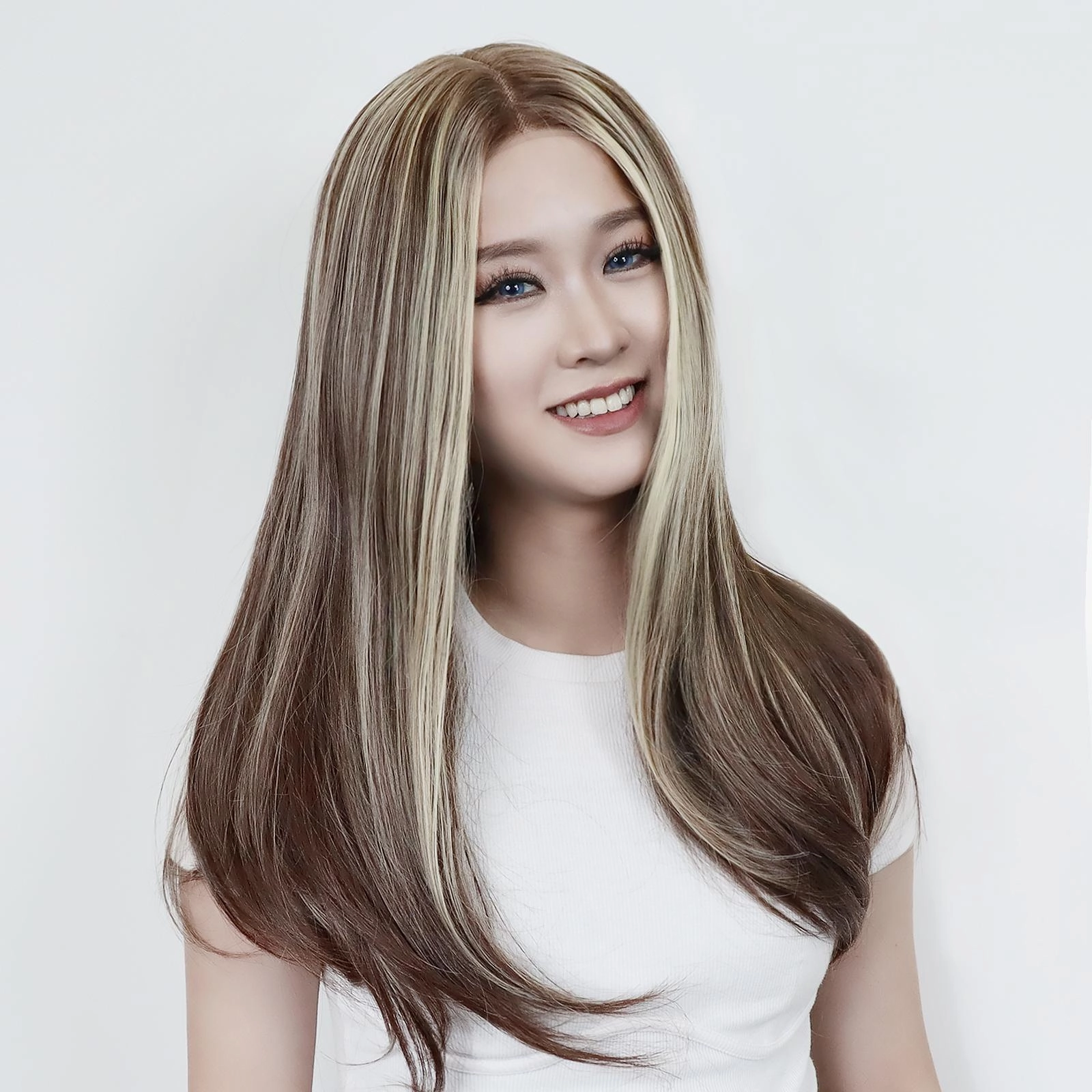 IMSTYLE Taymay NEW Brown with Blonde highlight front lace T-part Straight T1FF030-5