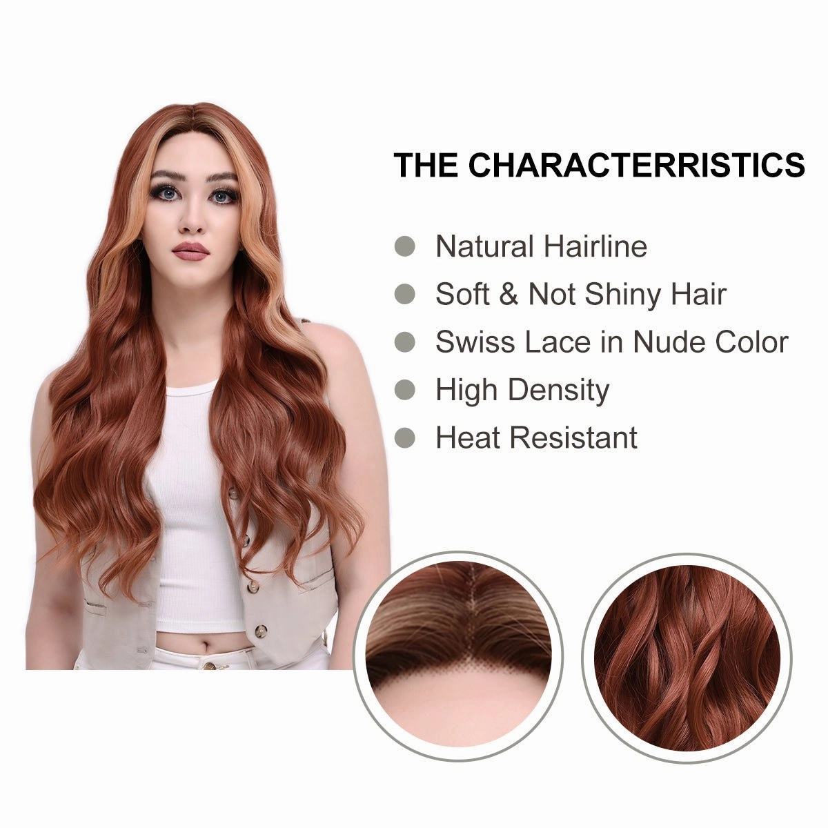 Imstylewigs-Jaden-28 inches Skunk stripe dark auburn body wavy lace wigs