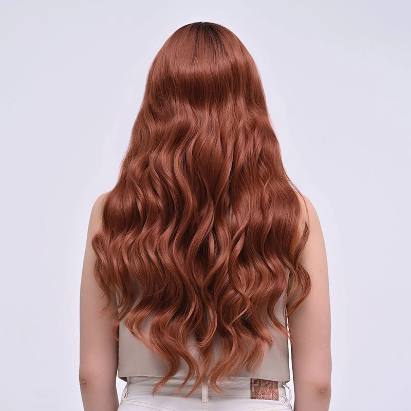 Imstylewigs-Jaden-28 inches Skunk stripe dark auburn body wavy lace wigs