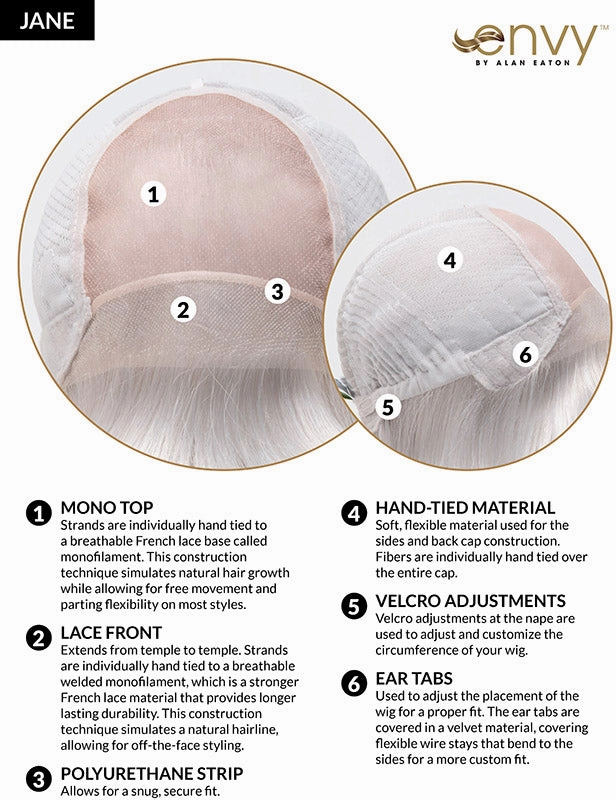 Jane Wig by Envy | Lace Front | Mono Top | Hand Tied | Synthetic Fiber