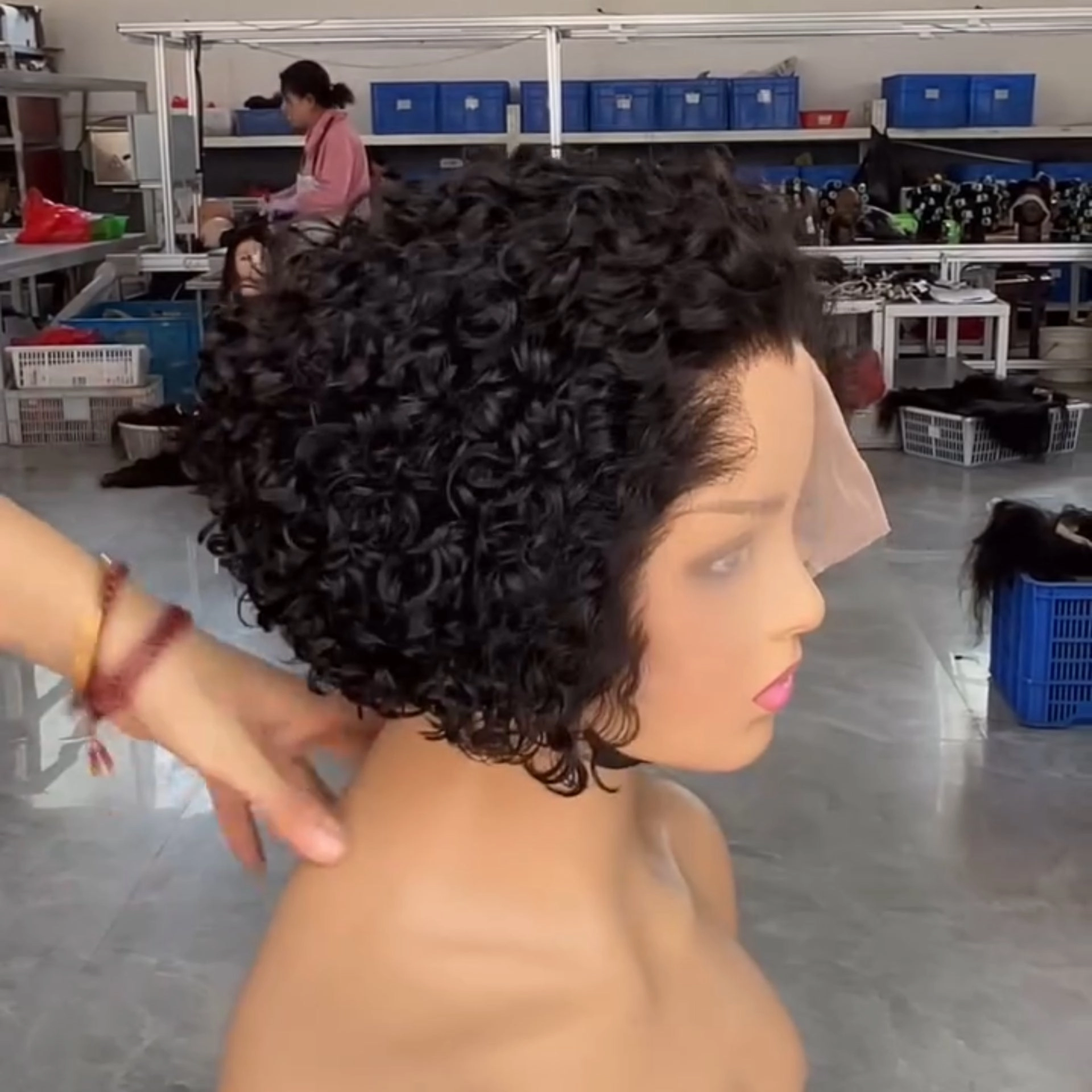 Lagos Hairline Curly Pixie Cut 13x6 M Hairline Human Hair Lace Front Wig