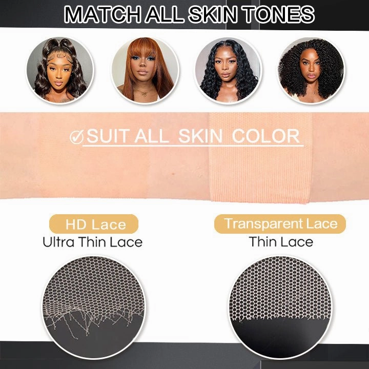 Layered Cut With Curtain Bangs Glueless Wigs Brown Higlight Long Wavy 13x4 Lace Front Human Hair Wigs 250% Density