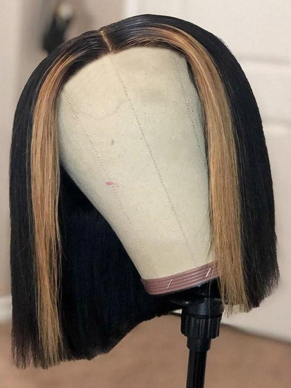 Mix Color Highlight Two Tone Color Short Bob Undetectable HD Lace Front Wig NCF100