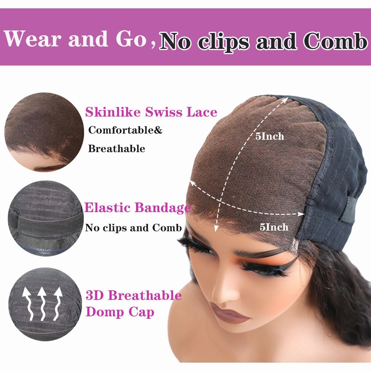 NO SHORT HAIR (6 Inch Return Hair) 5x5 Skin Melt Lace Closure BOB Wig