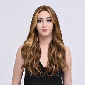 ON-SALE Coco-24 inches Skunk stripe brown body wave lace wigs
