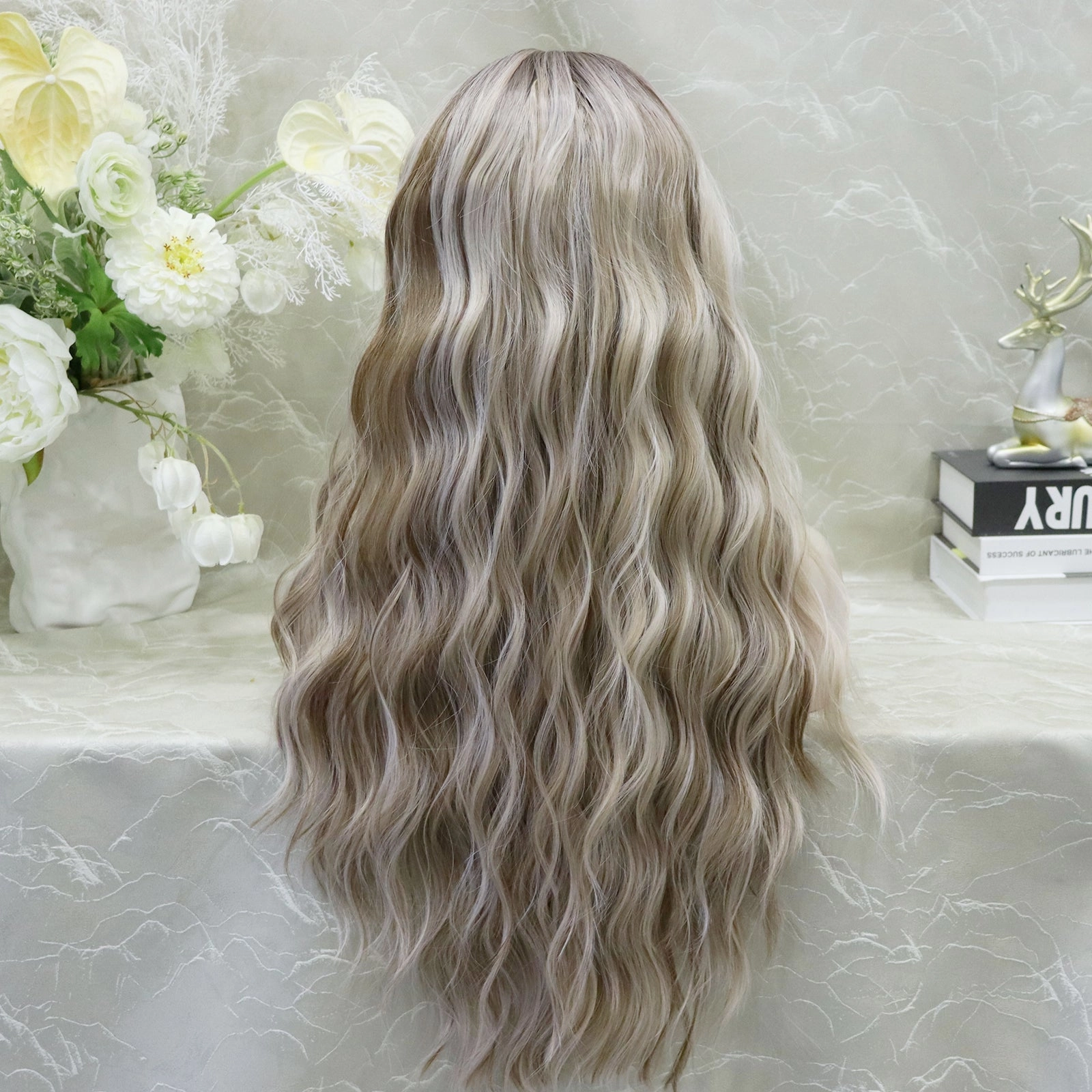 ON-SALE Lily Blonde with Dark root 13*4 lace Front Synthetic wig Free parting