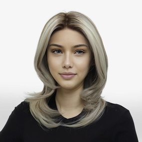 PRE-ORDER Sabrina cool tone blonde with highlight 14inches with layer cut 13*3 free part lace front wigs K141-2183-C13X3