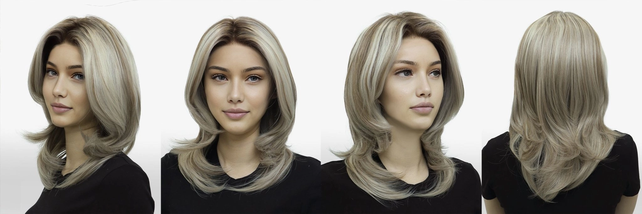 PRE-ORDER Sabrina cool tone blonde with highlight 14inches with layer cut 13*3 free part lace front wigs K141-2183-C13X3