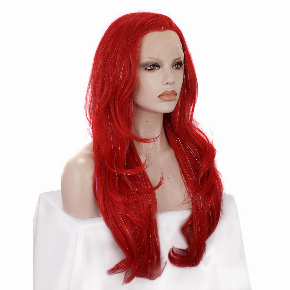 Red Synthetic Lace Front Wig With Tinsel Hair
