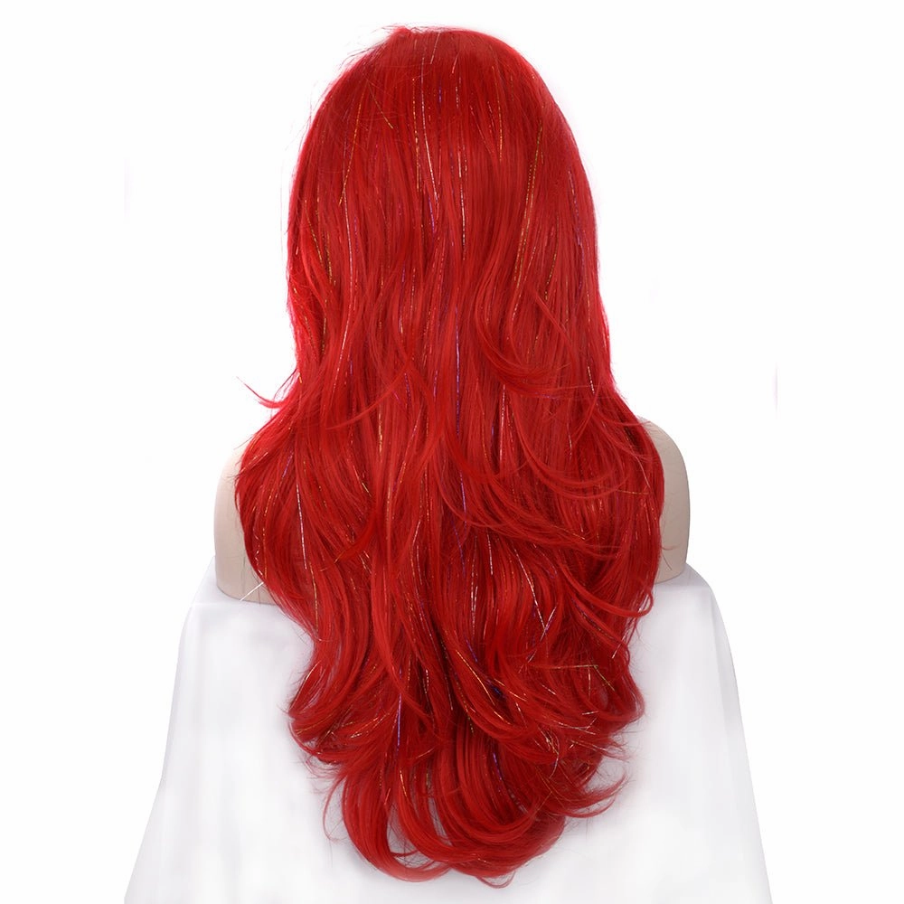 Red Synthetic Lace Front Wig With Tinsel Hair