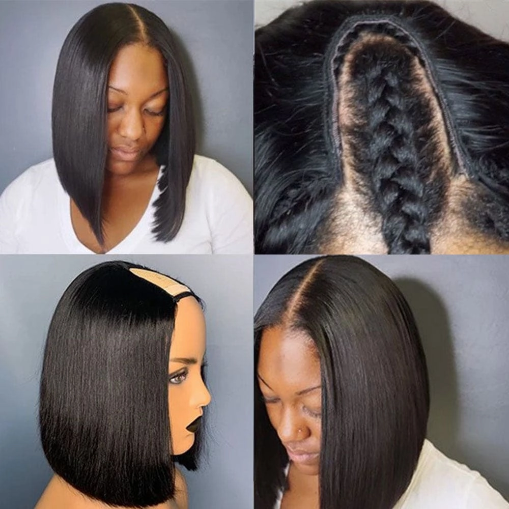 U Part Bob Wig Affordable Glueless Human Hair Wig