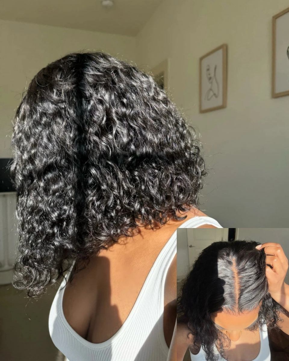 Upgraded Air Cap KNOT-FREE 5x5/13x6 Skin Melt Lace Human Hair Wig Water Wave Bob