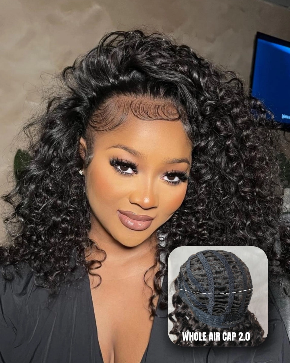 Upgraded Air Cap KNOT-FREE 5x5/13x6 Skin Melt Lace Human Hair Wig Water Wave Bob