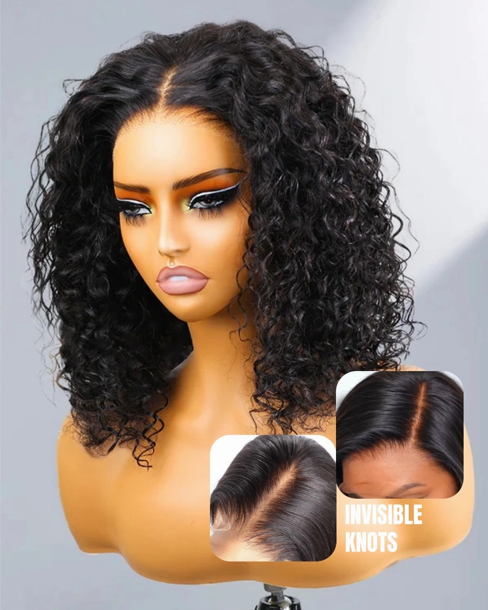 Upgraded Air Cap KNOT-FREE 5x5/13x6 Skin Melt Lace Human Hair Wig Water Wave Bob