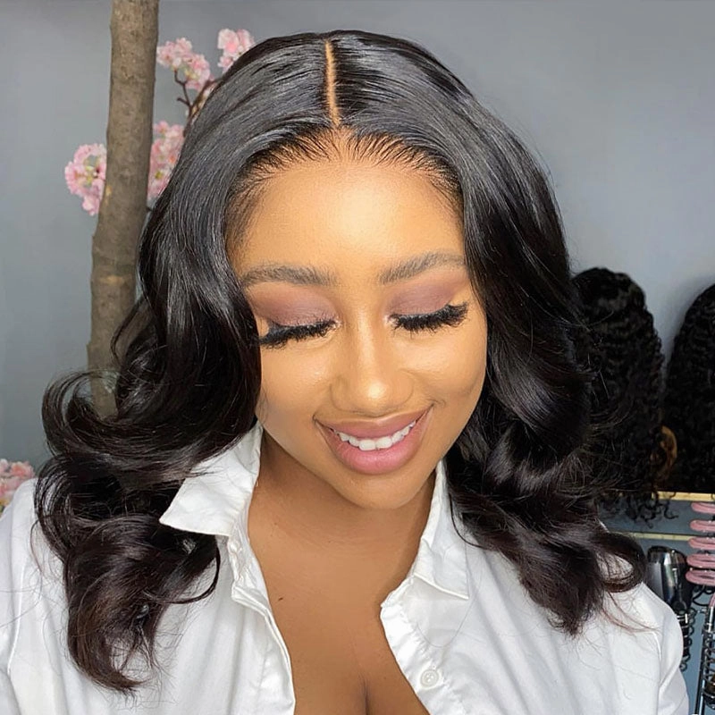 Upgraded Drawstring 9x6/13x6 Fitted Lace Closure Barrel Curls Wavy Gluelss Bob Wig