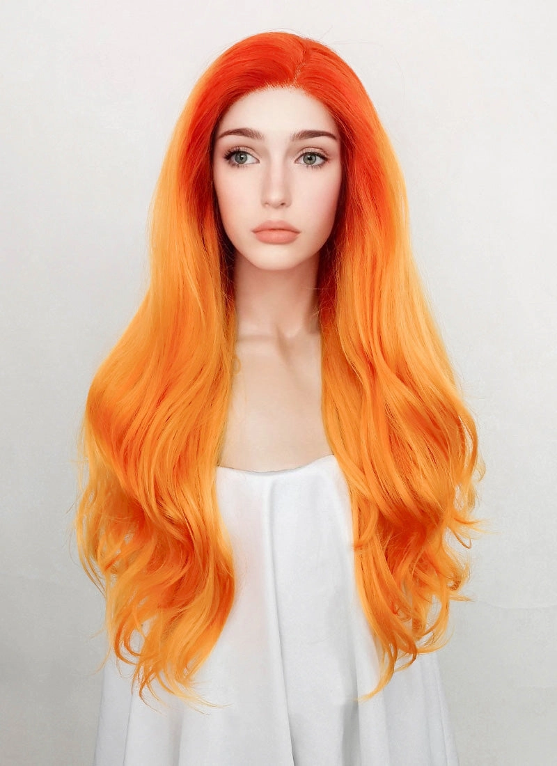 Wavy Mixed Orange Lace Front Synthetic Wig LF383