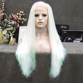 White Full Tinsel Lace Front Halloween Cosplay Wig